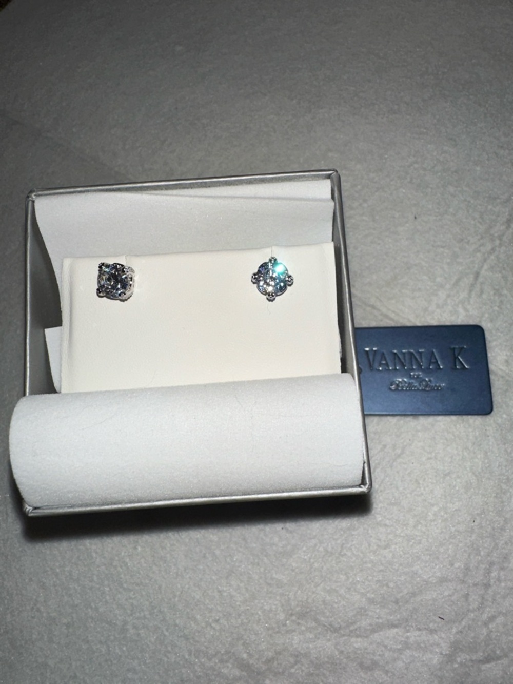 Vanna k Sterling Silver Clear Crystal Stud Earrings